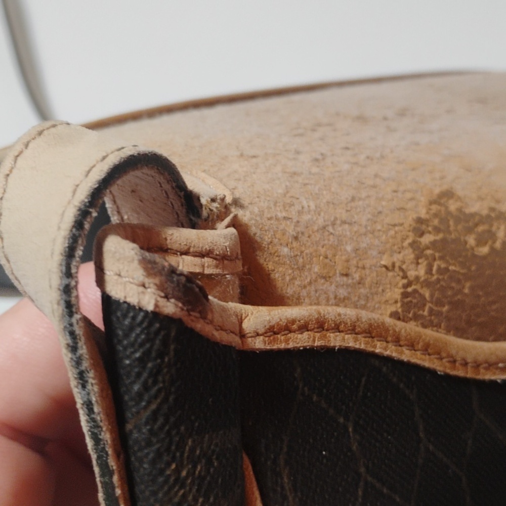 Dior Vintage Honeycomb Coated Canvas Leather Bag With Shoulder Strap - Picture 10 of 12